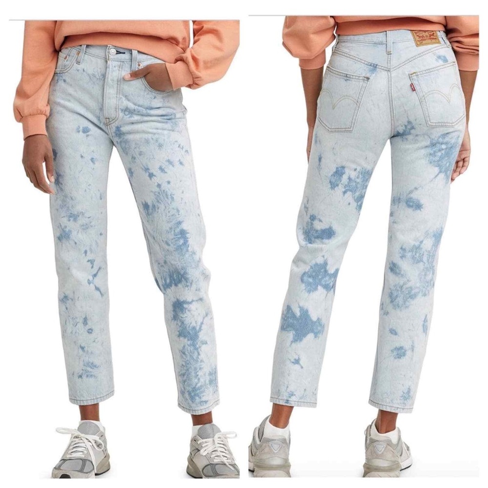 Levi’s Crop 501 Scribble Down Acid Washed Denim